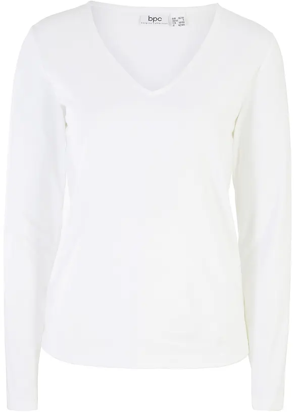 Maglia a maniche lunghe con scollo a V in cotone biologico, bonprix