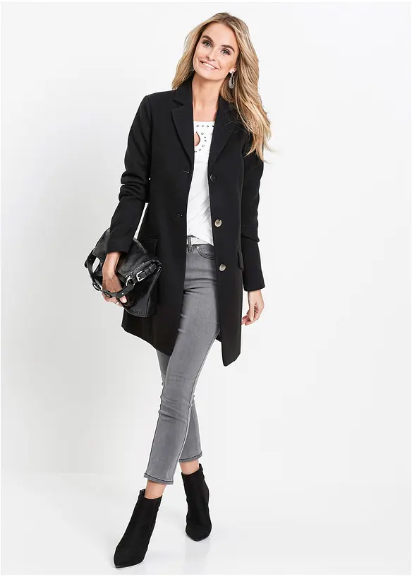 Cappotto taglio blazer in simil lana, bonprix