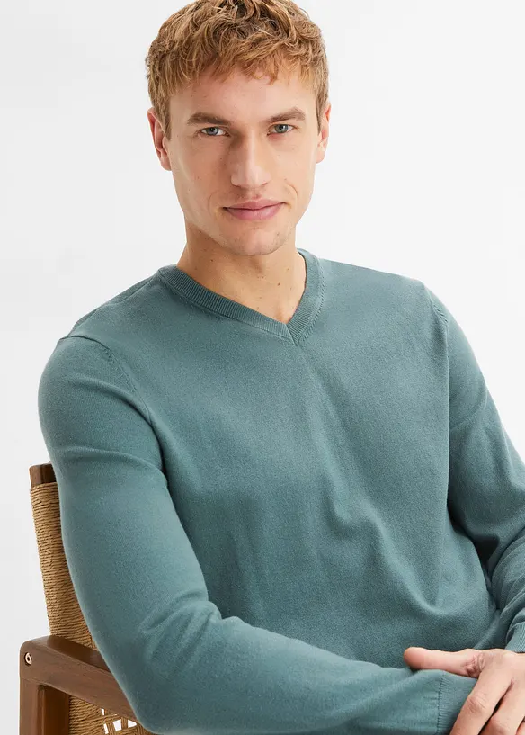 Maglione in  filato fine di misto cotone morbido, bonprix