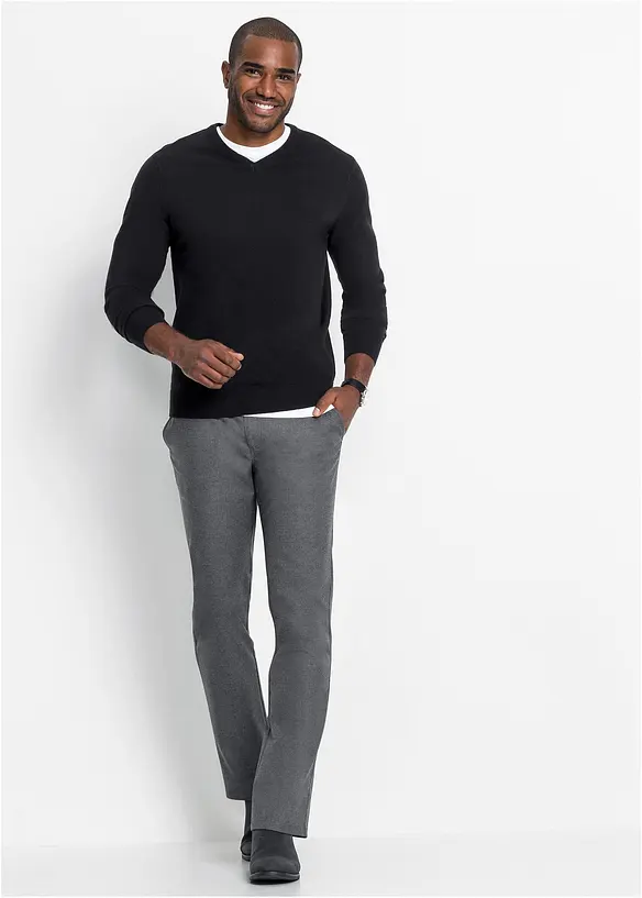 Maglione in filato fine con scollo a V, bonprix