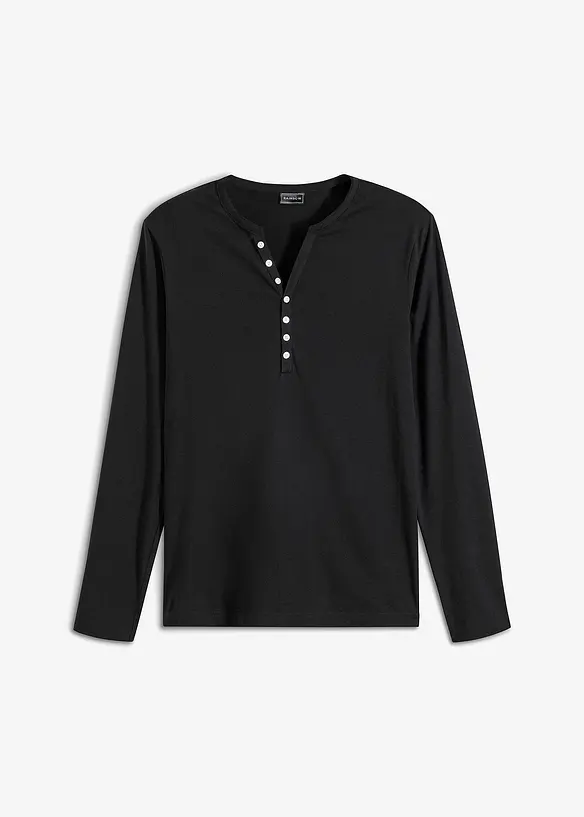 Maglia serafino a maniche lunghe in puro cotone biologico, slim fit, bonprix