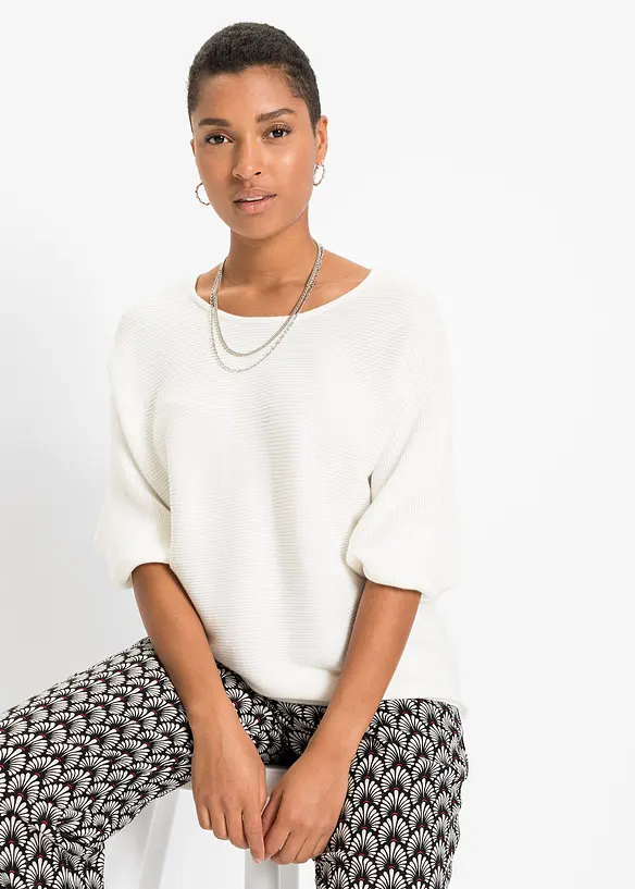 Maglione oversize a costine in misto viscosa, bonprix