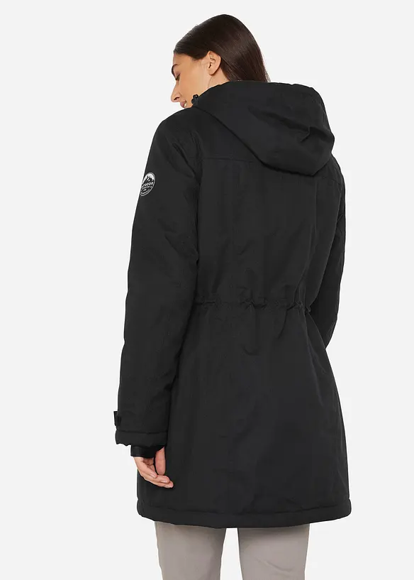 Parka tecnico con pile teddy e cappuccio, impermeabile, bonprix
