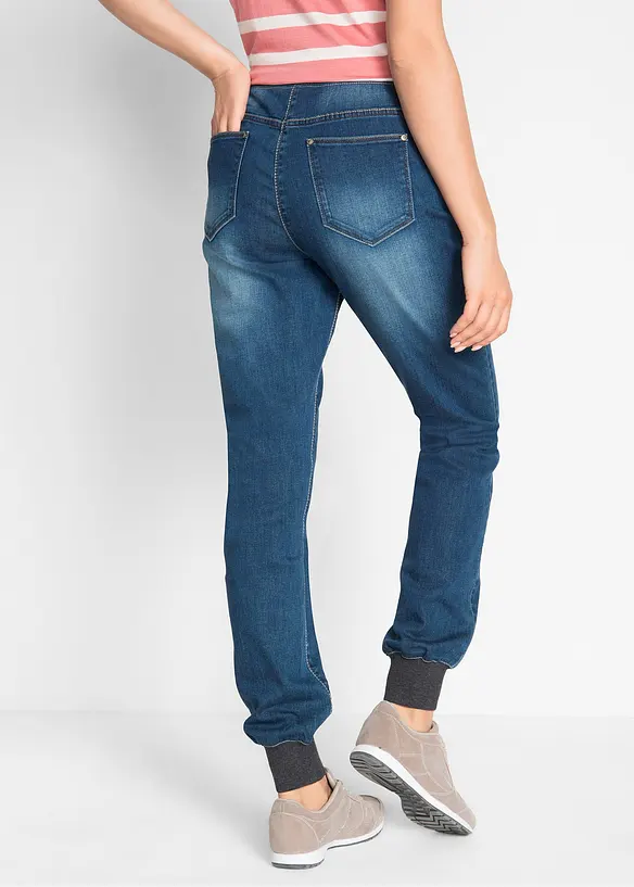 Jeans boyfriend con cinta comoda, vita media, bonprix