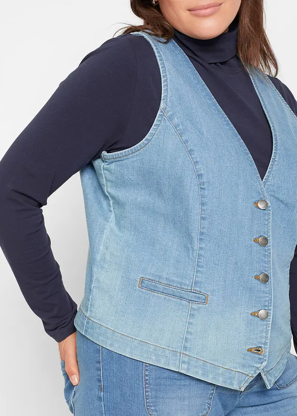 Gilet in jeans elasticizzato, bonprix