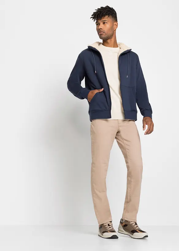 Felpa termica con zip, cappuccio e fodera effetto peluche, bonprix
