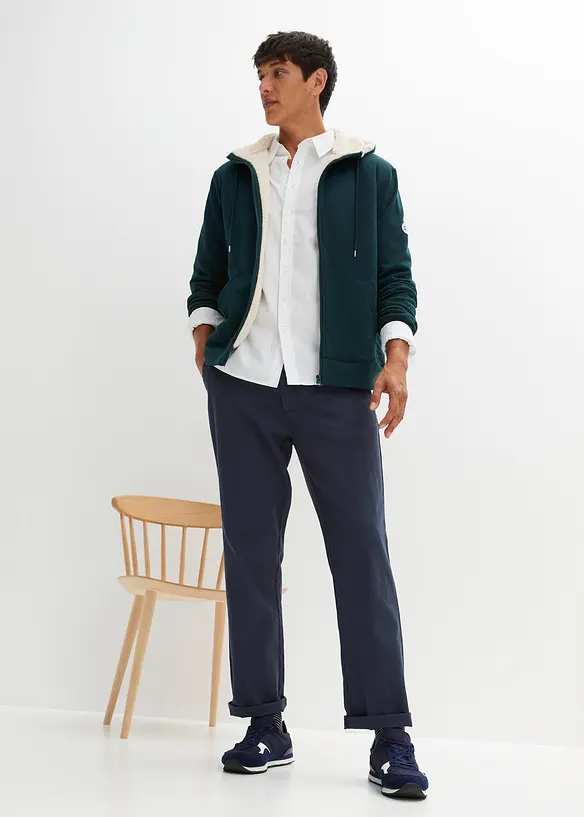 Felpa termica con zip, cappuccio e fodera effetto peluche, bonprix