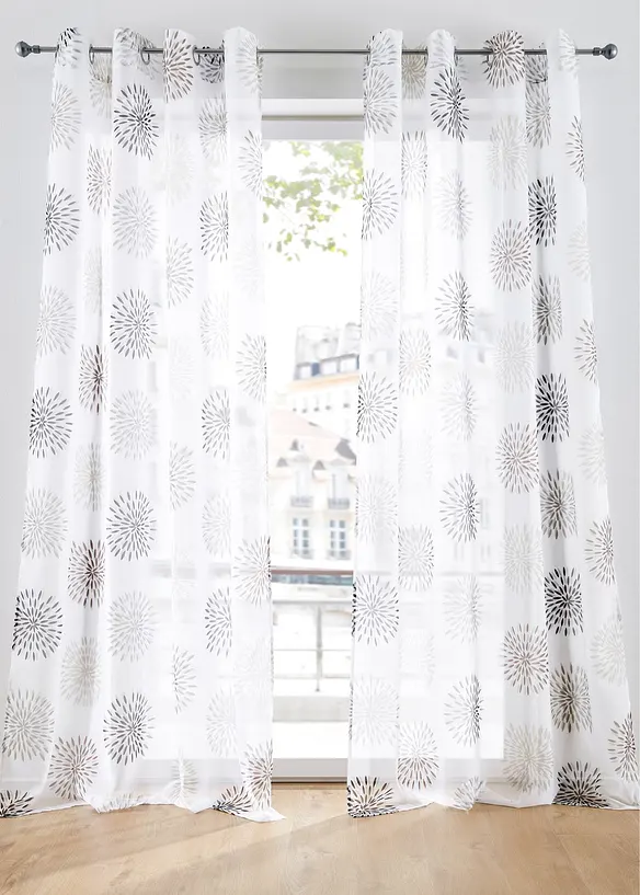 Tenda trasparente con motivi circolari (pacco da 1), bonprix