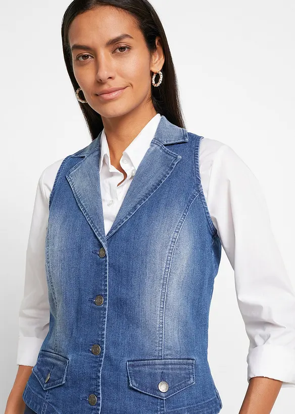 Gilet in jeans elasticizzato, bonprix