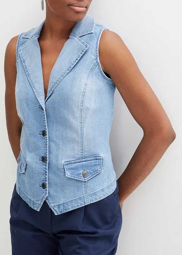Gilet in denim elasticizzato, bonprix