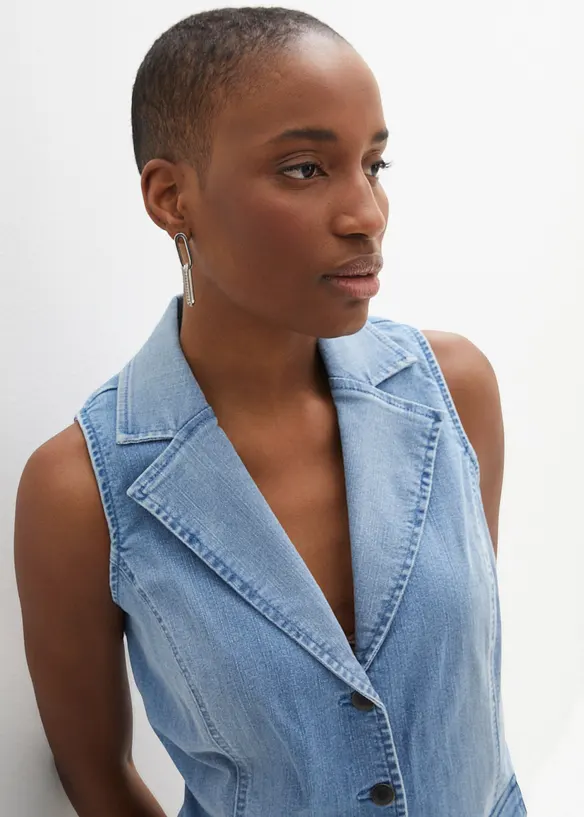 Gilet in denim elasticizzato, bonprix