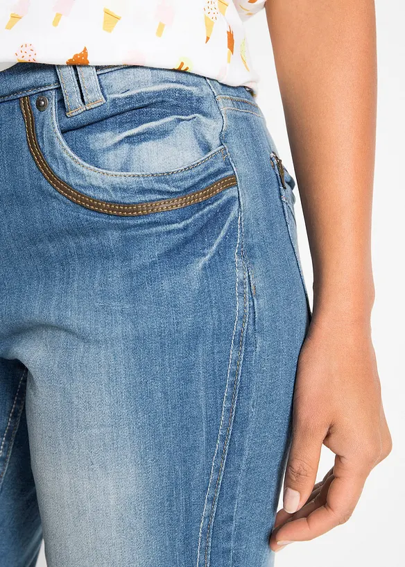 Jeans capri slim fit, vita media, bonprix
