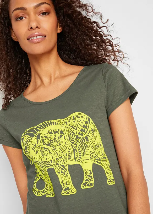 T-shirt in cotone biologico con stampa, bonprix