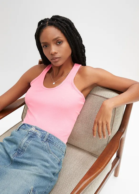 Canotta a costine in puro cotone biologico (pacco da 2), bonprix