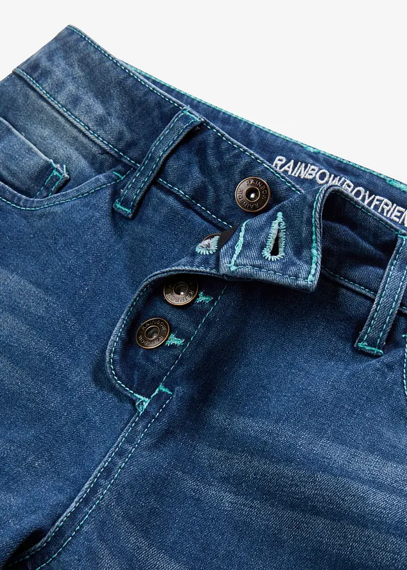 Jeans boyfriend elasticizzati, vita bassa, bonprix