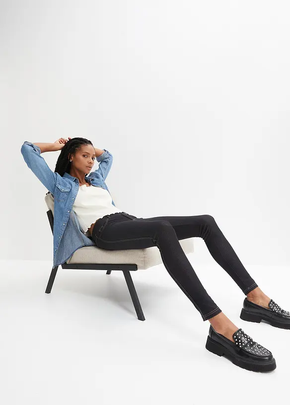 Leggings effetto jeans in misto cotone, bonprix