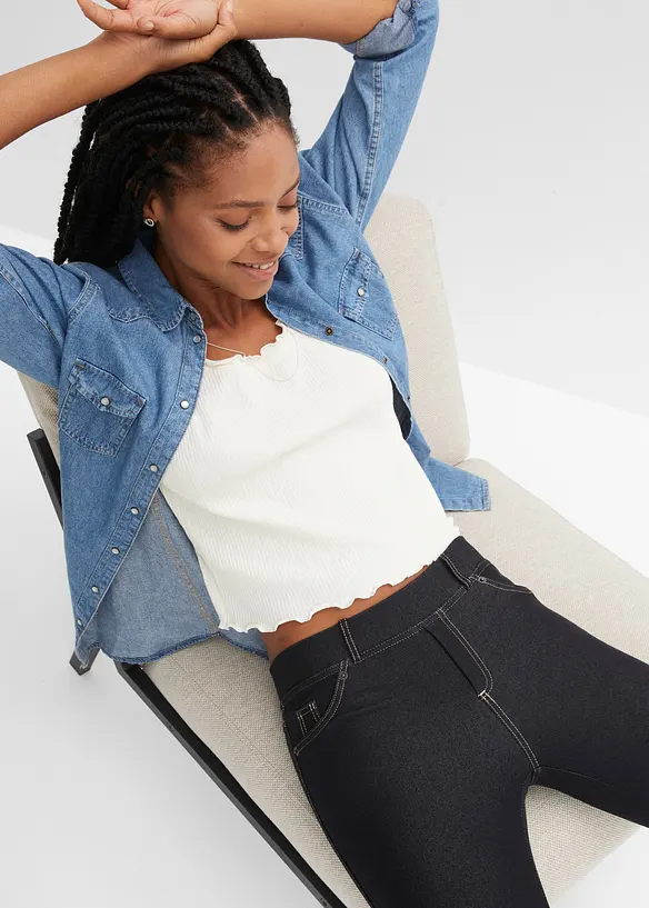 Leggings effetto jeans in misto cotone, bonprix