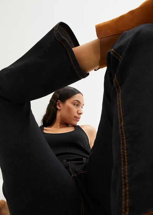 Jeans straight elasticizzati, vita media, bonprix