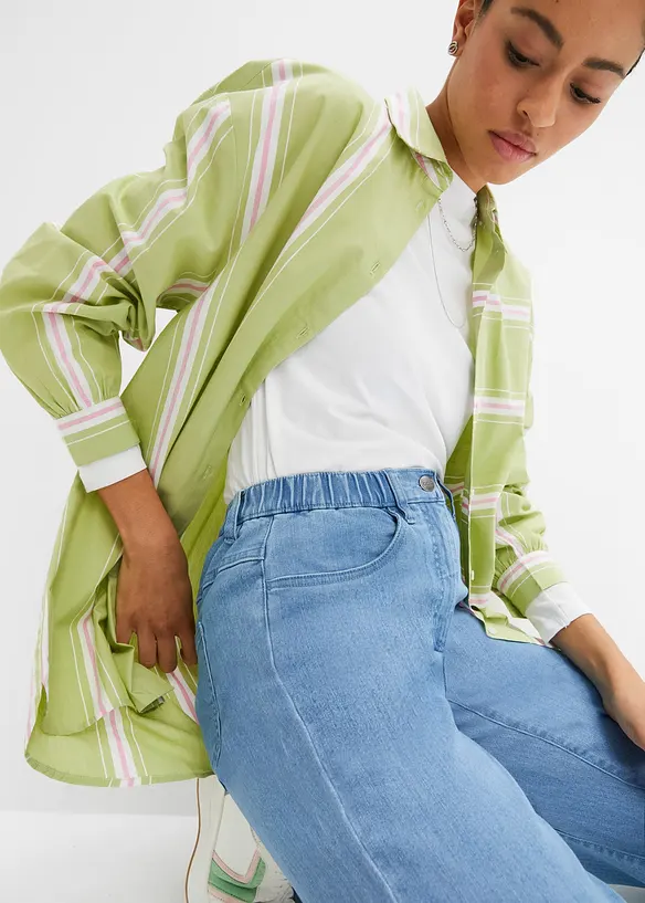 Mom jeans elasticizzati, vita alta, bonprix