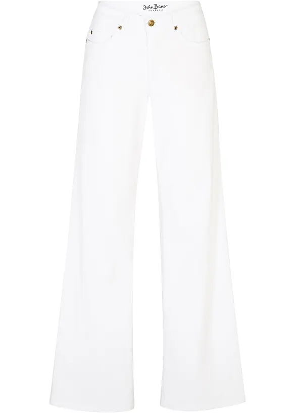Jeans wide leg elasticizzati, vita media, bonprix