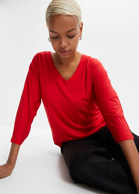 Maglia con maniche a 3/4 in misto viscosa elastan, bonprix