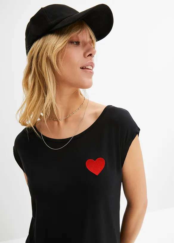 Maglia con fondo asimmetrico in misto viscosa fluente, bonprix