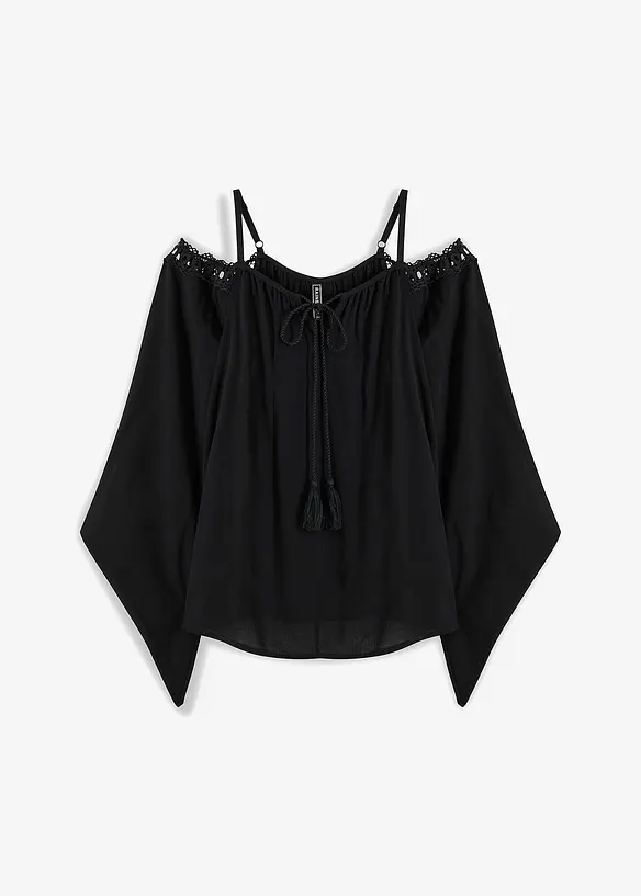 Blusa con spalle scoperte in viscosa fluente, bonprix
