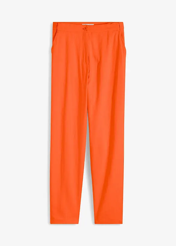 Pantaloni cropped in misto lino e viscosa, vita alta, bonprix
