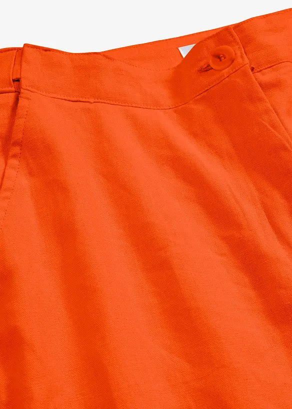 Pantaloni cropped in misto lino e viscosa, vita alta, bonprix