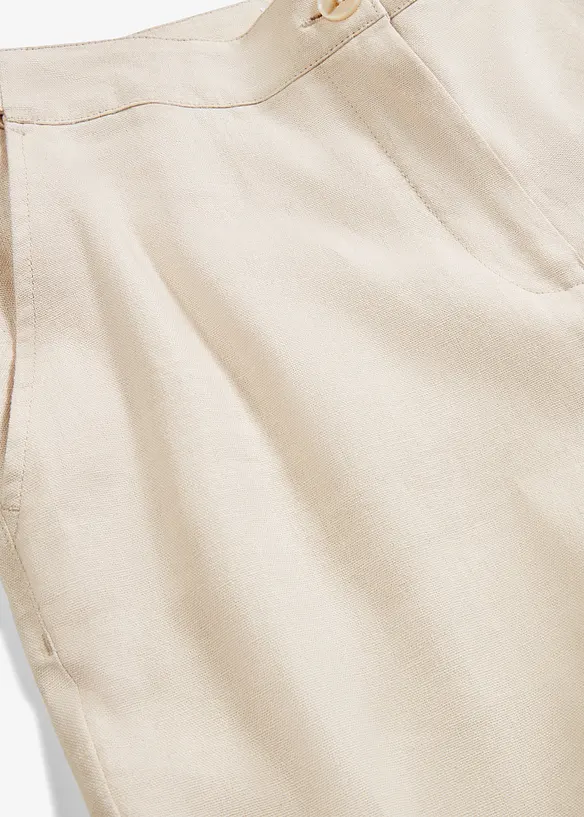 Pantaloni in misto lino e viscosa,  vita alta, bonprix