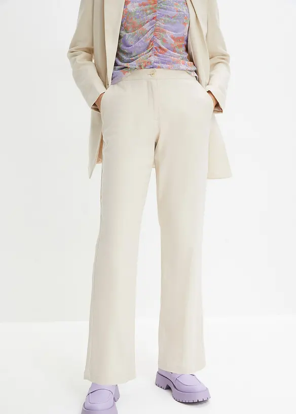 Pantaloni in misto lino e viscosa,  vita alta, bonprix