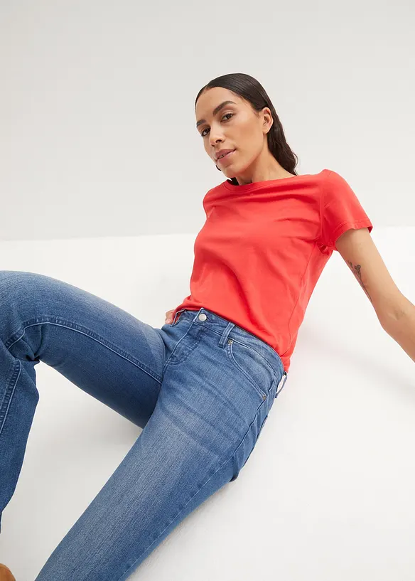 Jeans bootcut elasticizzati, vita media, bonprix