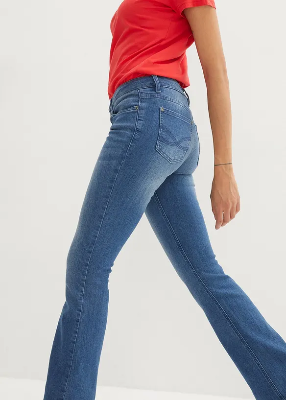Jeans bootcut elasticizzati, vita media, bonprix