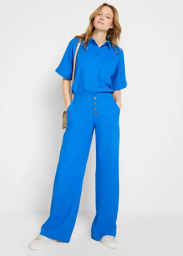 Pantaloni a palazzo lunghi  in misto lino, bonprix