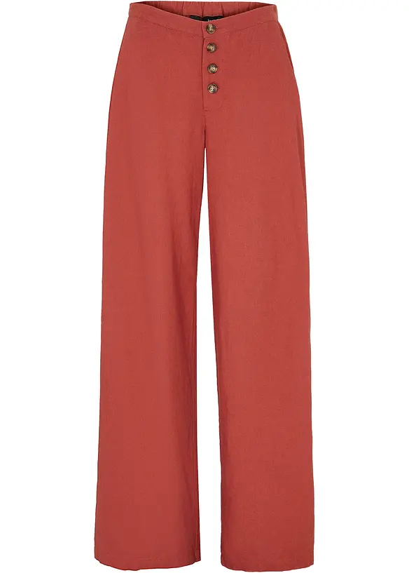 Pantaloni a palazzo lunghi  in misto lino, bonprix