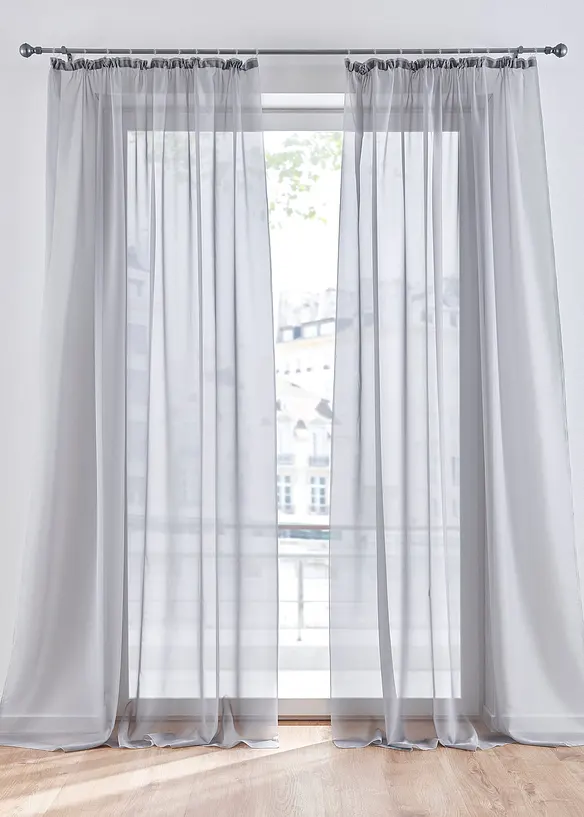 Tende trasparenti in leggero voile (pacco da 2), bonprix