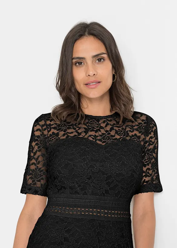 Abito in pizzo con inserto a uncinetto, bonprix