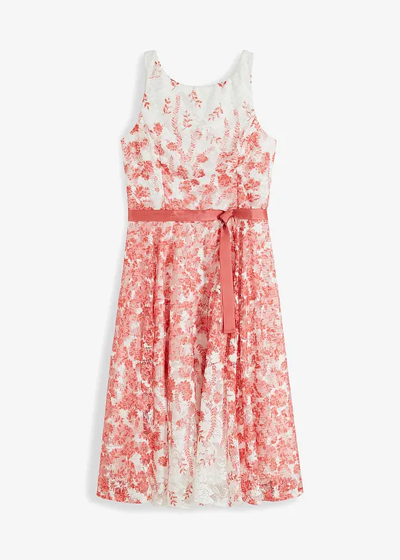 Abito in pizzo con cintura in satin da annodare, bonprix