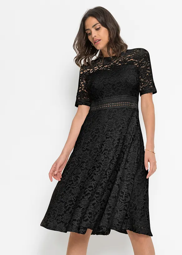 Abito in pizzo con inserto a uncinetto, bonprix