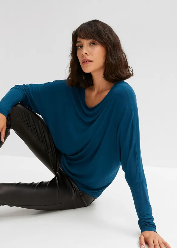 Maglia a maniche lunghe in misto viscosa morbido, bonprix