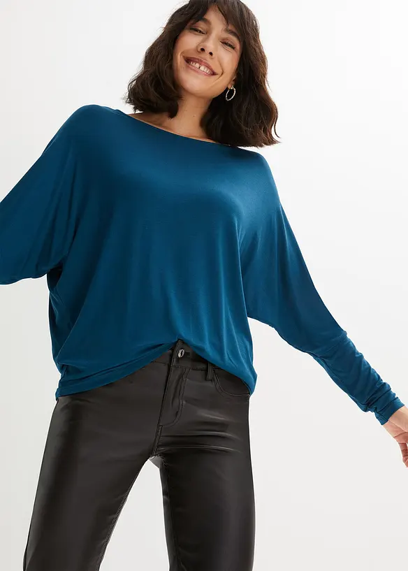 Maglia a maniche lunghe in misto viscosa morbido, bonprix