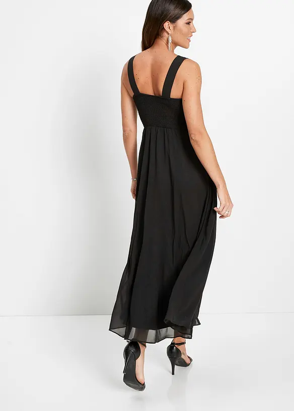 Abito lungo in chiffon con ricami in paillettes, bonprix