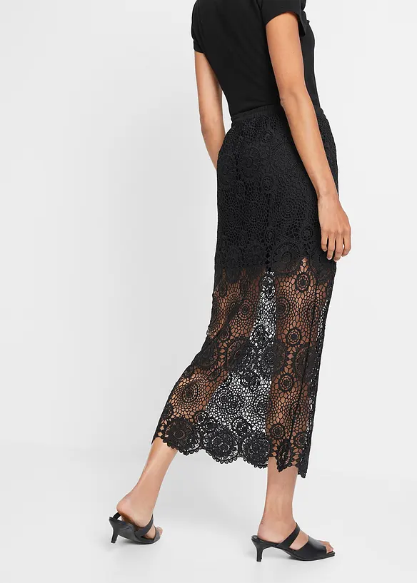 Gonna lunga effetto crochet, bonprix