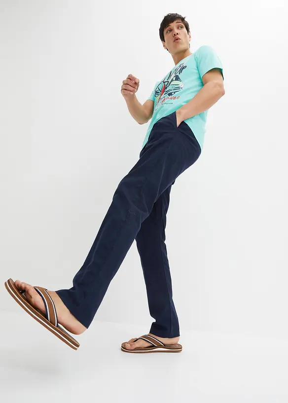 Pantaloni in misto lino con elastico in vita regular fit, straight, bonprix