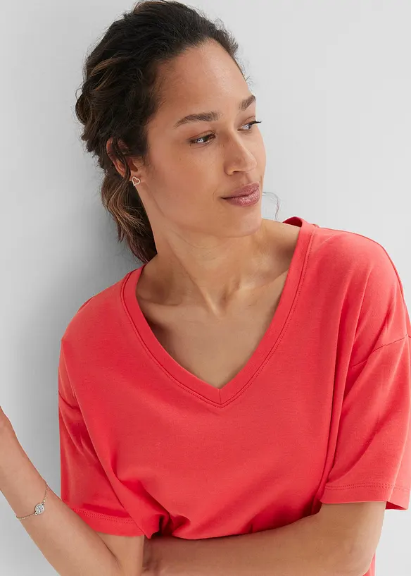 Abito t-shirt oversize con scollatura a V (pacco da 2), bonprix