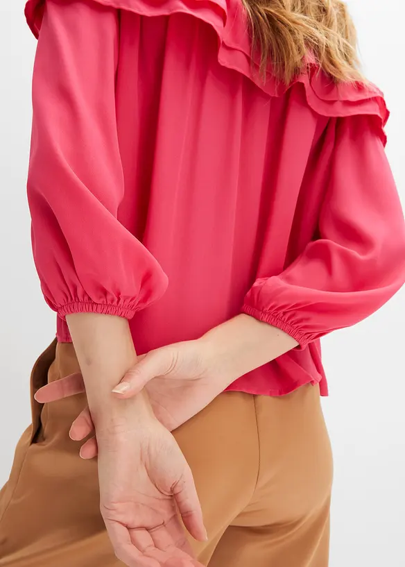 Blusa con spalle scoperte in poliestere riciclato, bonprix