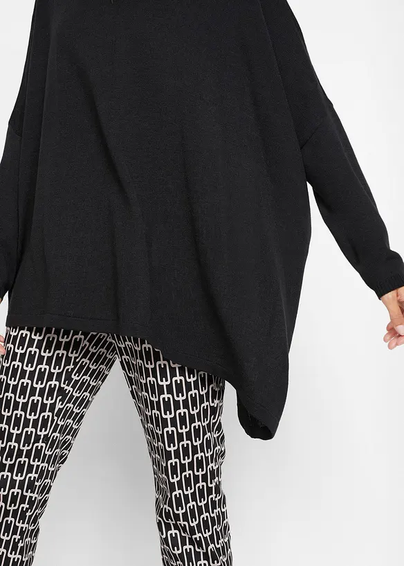 Maglione-poncho a collo alto dal taglio asimmetrico, bonprix