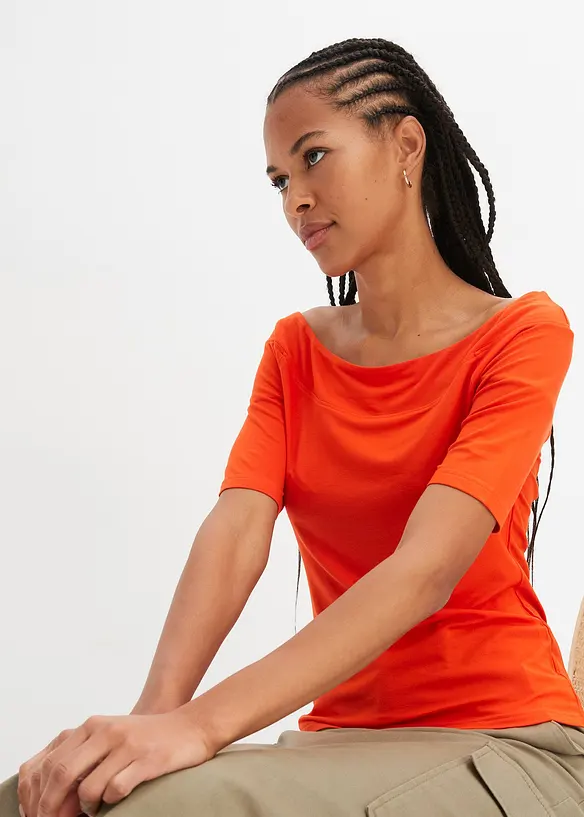 Maglia con spalle scoperte in misto viscosa, bonprix
