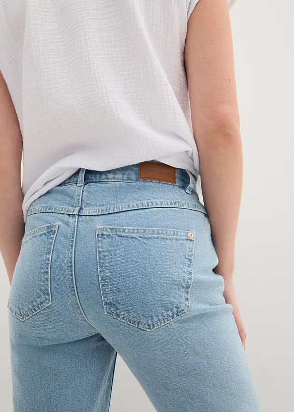 Jeans cropped straight, a vita media, bonprix