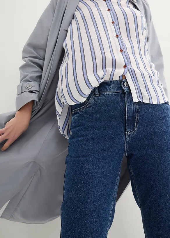 Jeans cropped straight, a vita media, bonprix